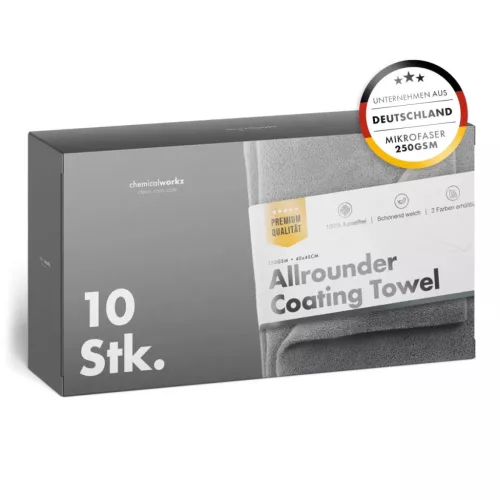 ChemicalWorkz Bevonat Törlőkendő 250GSM 40×40 10db Szürke Allrounder Coating Towel 
